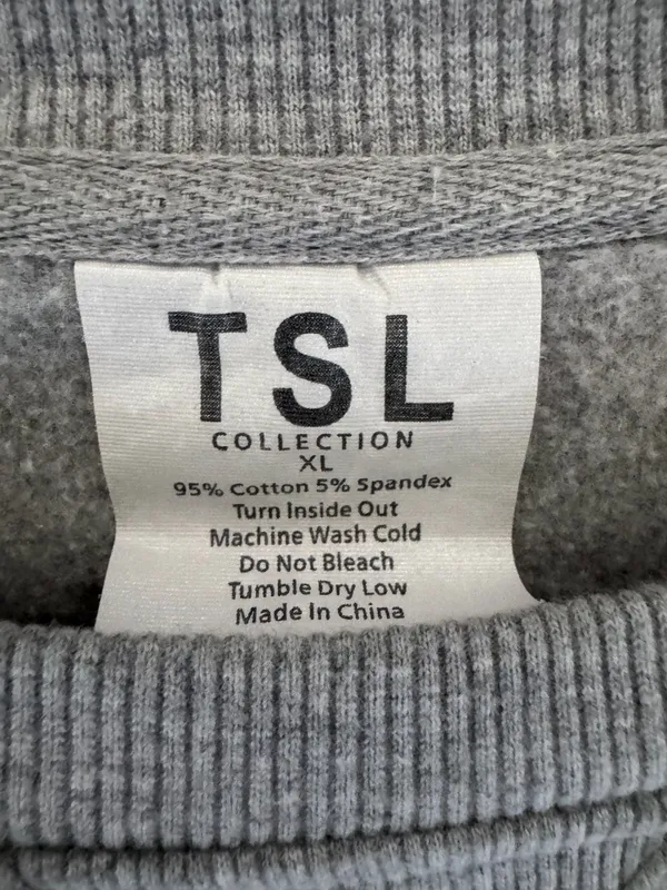 TSL (The Self Love) Collection HeatherGrey Embroidered Crewneck Sweatshirt Sz XL - Image 5
