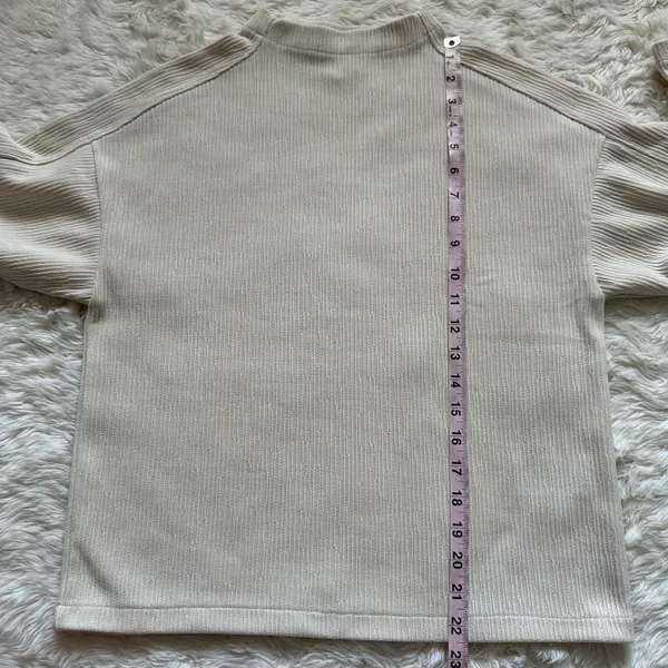 Madewell Top Striped Jacquard Funnelneck Long Sleeve Cream XS - Image 12