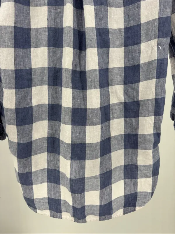 L.L. Bean Gingham V-Neck Tunic 100% linen casual lightweight summer fall M - Image 8