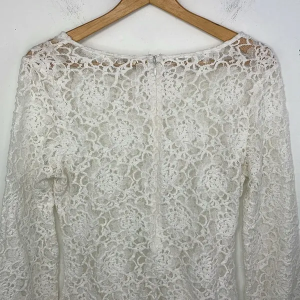 Umgee Lace Top Womens Scalloped Hem Boho Top Size Small Ivory White - Image 7