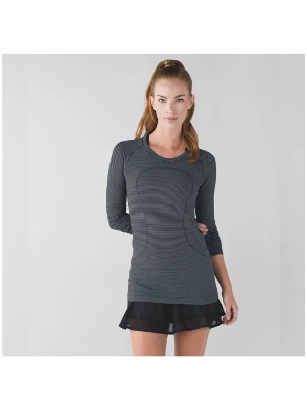 Lululemon run swiftly gray black long sleeve top 8 - Image 7