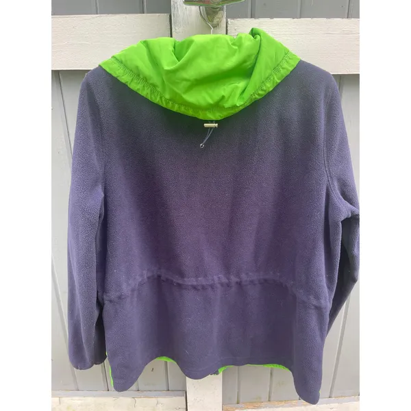 Lauren Active Ralph Lauren Women 1X Hybrid Puffer Fleece Jacket Green Navy Blue - Image 2