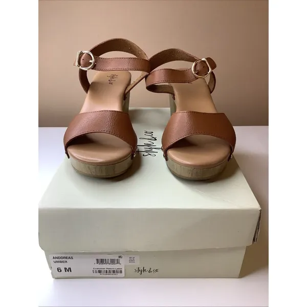 Style & Co Size 6 Anddreas Platform Block-Heel Sandals, Brown, Women, Preloved - Image 2