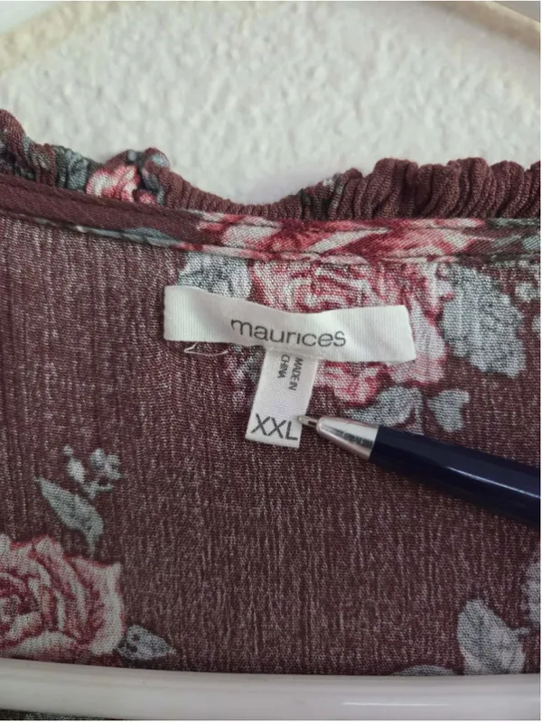 Maurices Women’s XXL Floral Baby Doll Dress Burgundy Rose Print - Image 3