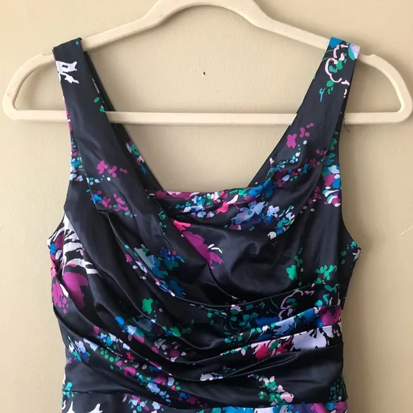 EXPRESS Draped Floral Cocktail Dress Sz 2 - Image 4