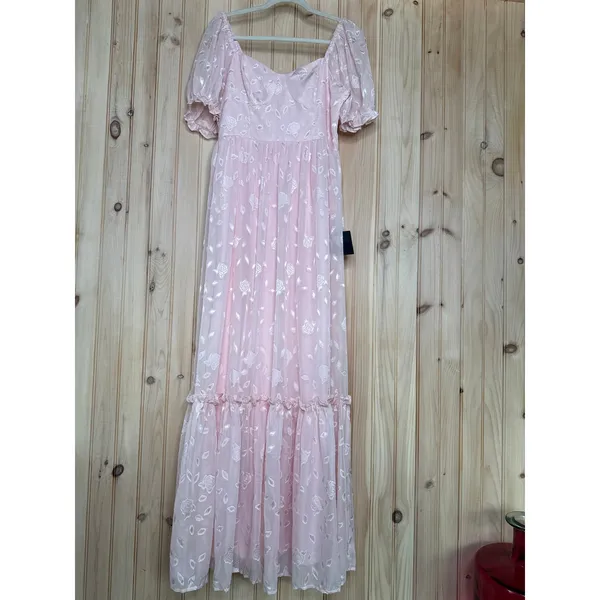 NWT Lulus Phenomenal Sweetness Pink Floral Burnout Bustier Maxi Dress Gala Sz XL - Image 2
