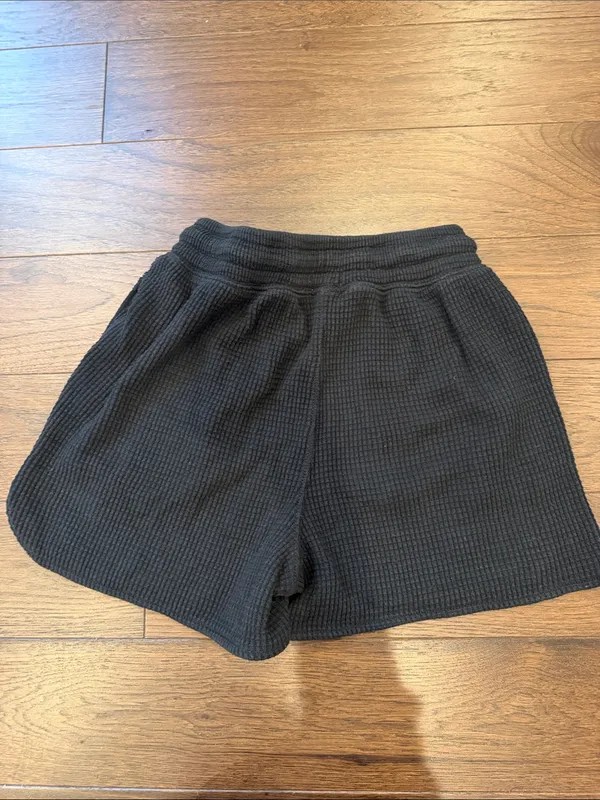 aerie Black Waffle-Knit Athletic Lounge Shorts Size XS - C72-020 - Image 4
