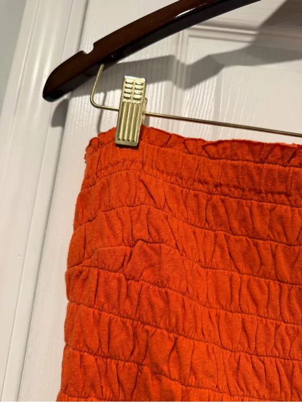 NWOT Free People Beach Size L Orange Smocked Linen Blend Strapless Tube Top - Image 3