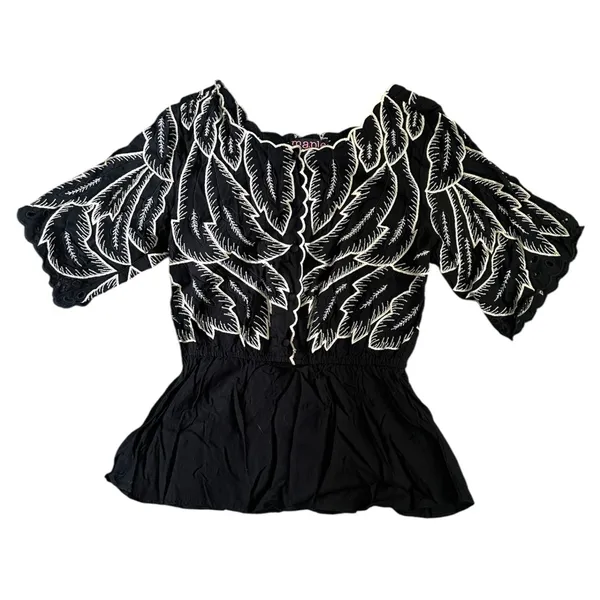 Maple Anthropologie Odd Rubies Embroidered Peplum Top - Image 2