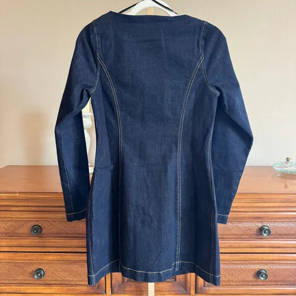 Anthro SOVERE Dusk Denim Mini Dress Ink Blue M NWT - Image 3