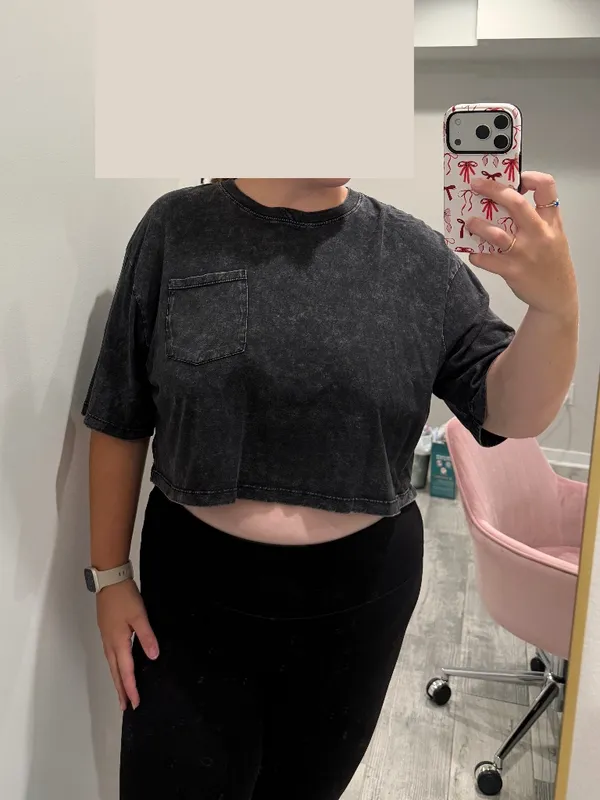 Double Zero Black Mineral-Wash Oversized Crop T-Shirt - Image 2