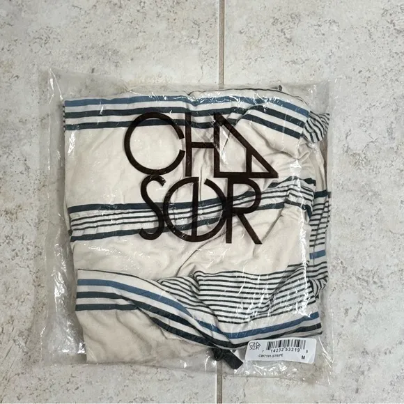 Revolve NWT CHASER Cream Blue Striped Cool Jersey Deconstructed Nautical Dress Medium - Image 10