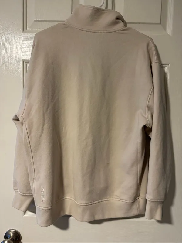 Athleta Eastbound Half-Zip Fleece Sweatshirt Cream Petite Small - Image 5