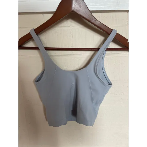 LULULEMON Align Arise Tank in Blue Linen Size 2 Shelf Bra Crop Top - Image 6