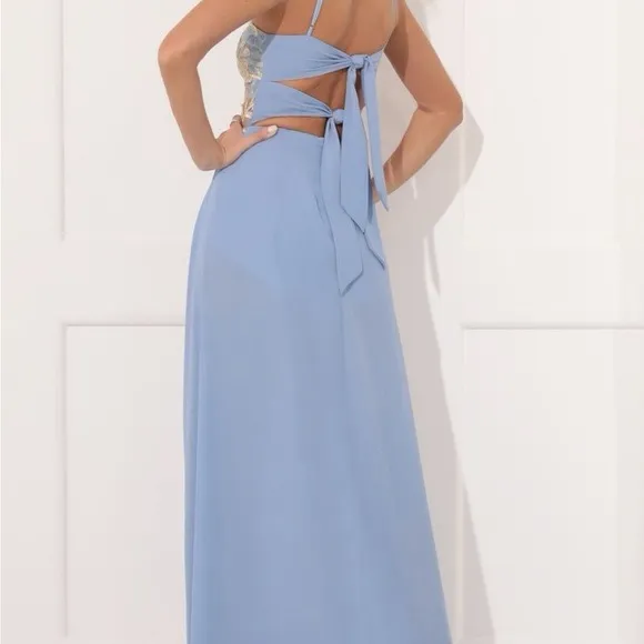 Lucy in the Sky Baby Blue Maxi Dress - Image 3