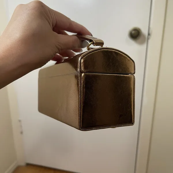 Vintage La Regale Copper Gold metallic evening clutch rectangle crossbody - Image 4