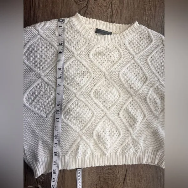 Anthropologie cream‎ cable knit sweater size Xs - Image 5