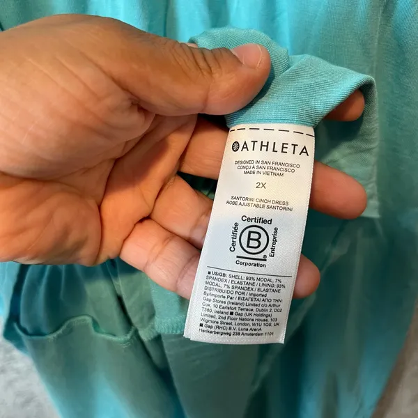 Athleta Santorini Cinch Dress Sz 2X Athleisure‎ Athletic Gulf Green Blue - Image 5