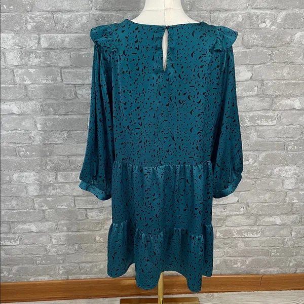 Zara Teal Long Sleeve Dress with Ruffles - Image 6