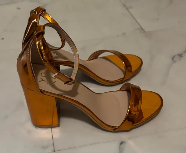 Yoki Women's Metallic Copper Ankle-Strap Heels - Image 3
