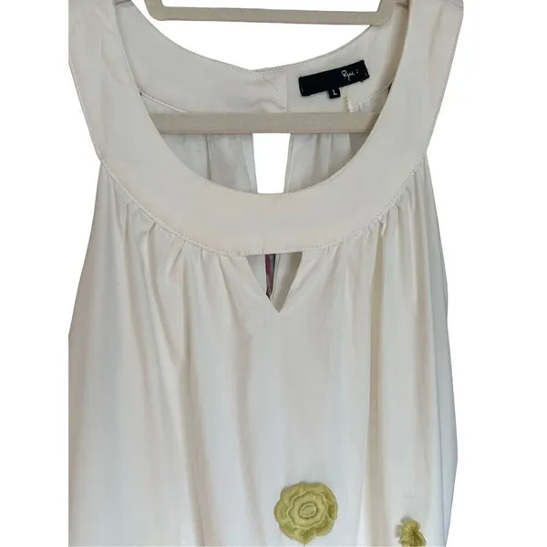 RYU White Green‎ Floral Embroidered Boho Sundress Sz L - Image 8
