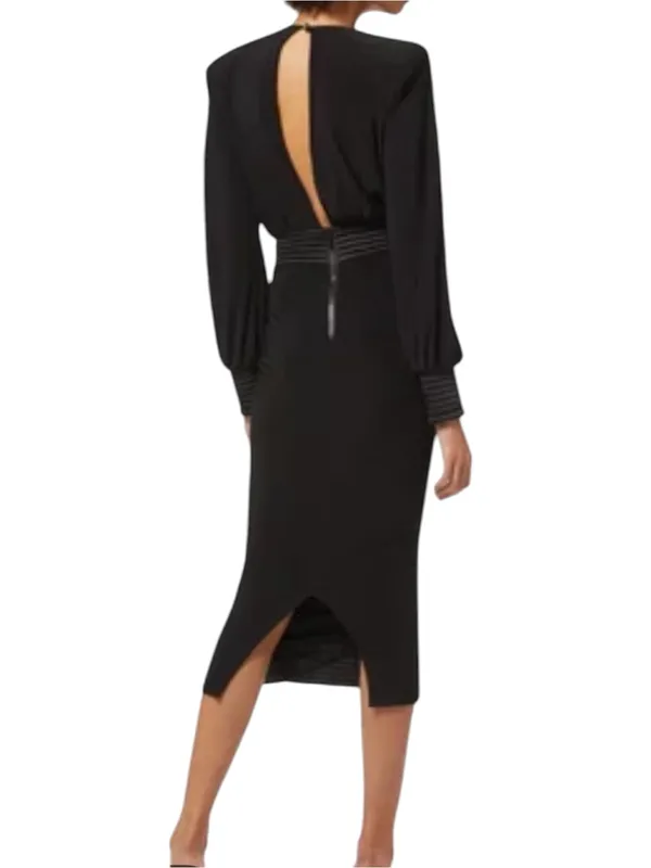 Zhivago Lover Man Long Sleeve Black Midi Dress US 2 - Image 2