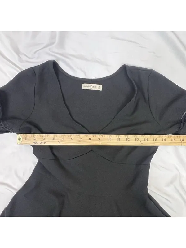 Abercrombie & Fitch Dress Sz M Womans Black V-Neck Long Sleeve Lace Babydoll - Image 7