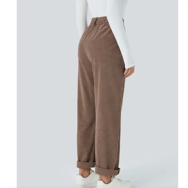 Halara AuraCord Cloud Brown Corduroy‎ High Waisted Wide Leg Pants Size M NWT - Image 2