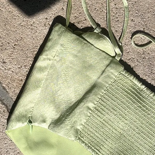 NWT Zara Bright Green Silk Corset Top‎ - Image 5