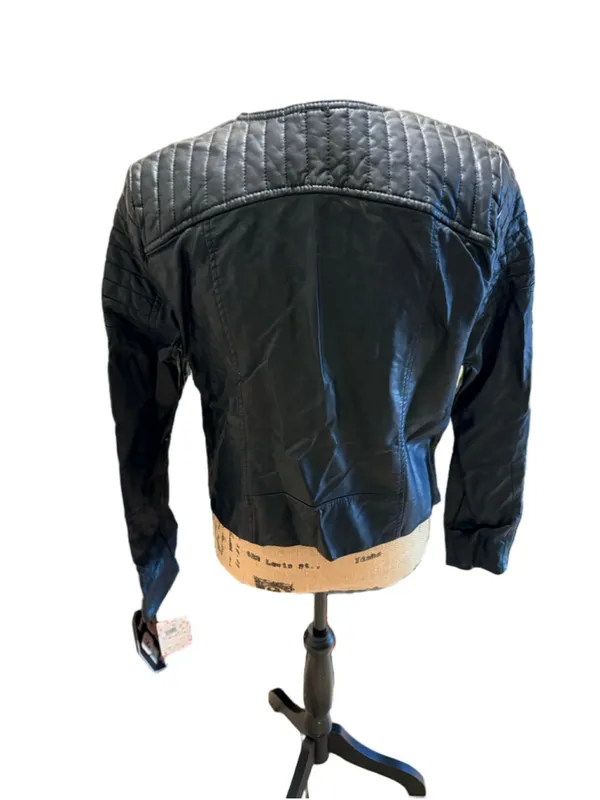 Free People Faux-Leather Quilted Moto Jacket Women's Size 6 (oversized) NWT - Image 8