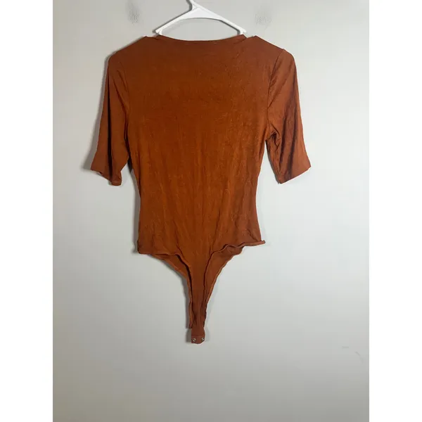 ASTR The Label Rust Orange Strappy Sweetheart Ribbed Bodysuit Medium AC50130‎ - Image 5