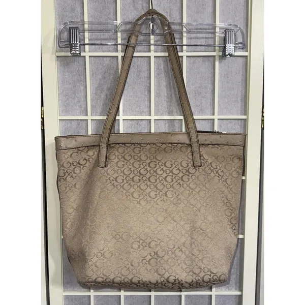 Vintage Guess Purse Y2K Monogram Logo Beige Tan‎ Hand Bag - Image 2