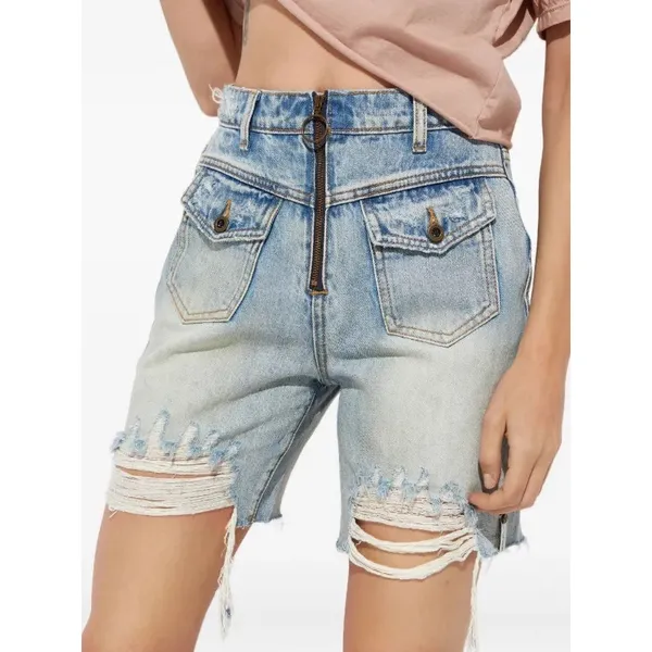 NWT One Teaspoon Sz 26 Bridgette Flap Pocket High Rise Zip Distressed Jean Short - Image 2