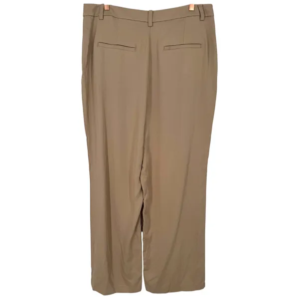 NWT Loft Womens Pleated Wide Leg High Rise Trousers Pants Khaki Size 14 Preppy - Image 2