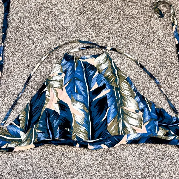 Lulus Back to Your Roots Teal Blue Leaf Print Two-Piece Maxi Dress Top - Image 9
