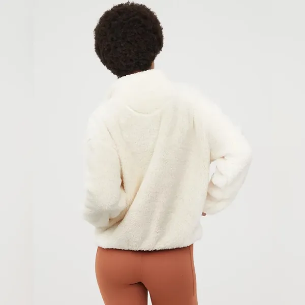 Aerie Offline Fluffy Sherpa Quarter Zip Sweatshirt in Toasted Coconut Size Small - Image 2