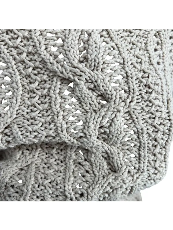 Reiss Beige Open-stitch Cable-knit Sweater Boho Chic Coastal Size Large - Image 9