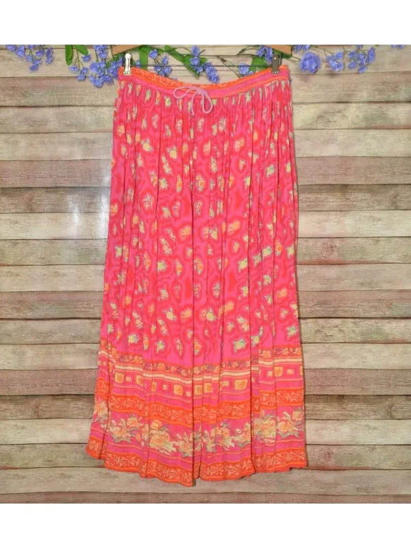 Vintage 90s Y2K Victoria Holley Floral Rayon Maxi Skirt Pink Boho Cottage Size M - Image 2