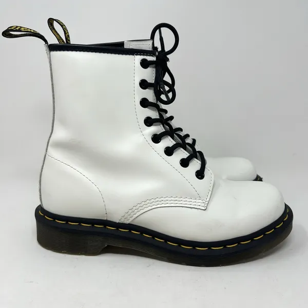 Dr. Martens 1460 White Smooth Leather Boots 8-Eye Lace Up Women's US 8 11821 - Image 2