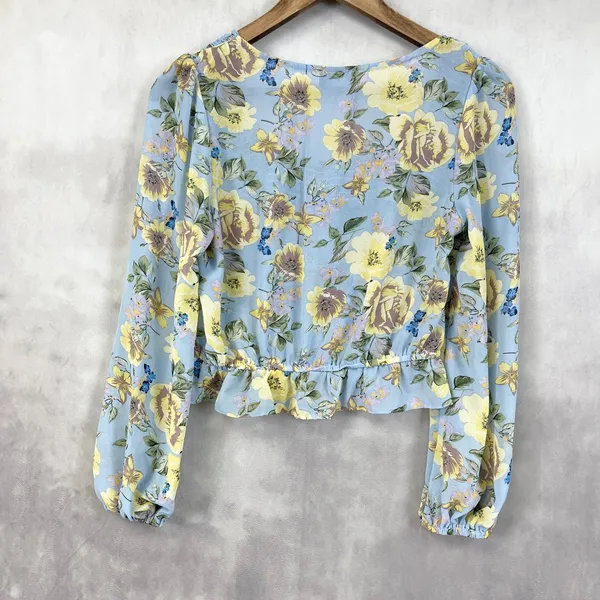 Milk & Honey Womens Floral Long Sleeve Peplum Blouse Medium Cottagecore Coquette - Image 4