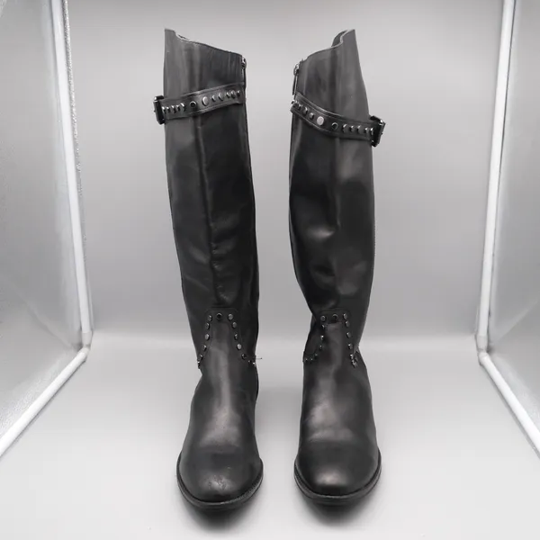 Sam Edelman Paxton Knee High Studded Moto Boots 9M-WC Black Leather Wide Calf - Image 2