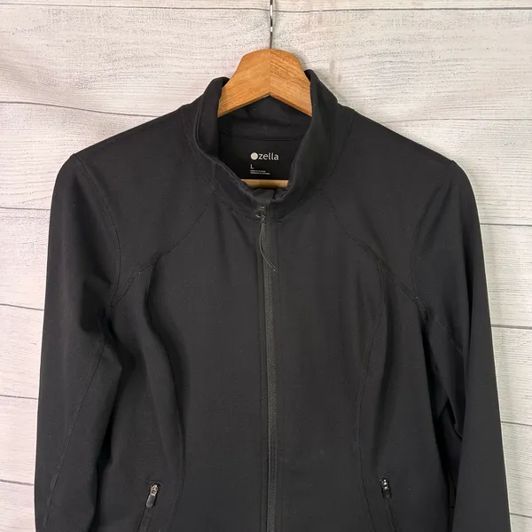 Zella Womens Large Black Performance Full Zip Athletic Track Jacket Sporty Layer - Image 3