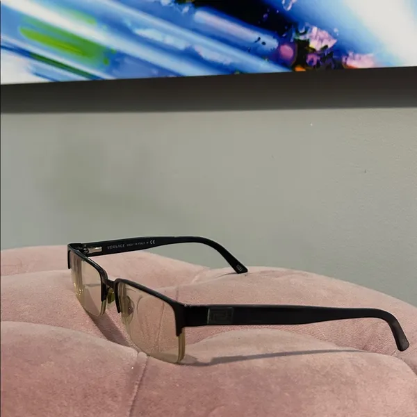 VERSACE MOD.1184 1261 Matte Black Mens Rectangle Half Rim Eyeglasses 53🔲18 140 - Image 3