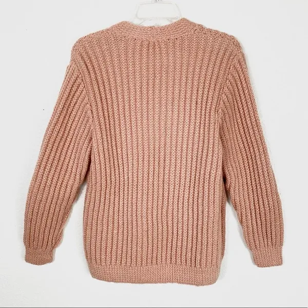 Vintage Light Orange Knit Button Up Cardigan Sweater - Image 4