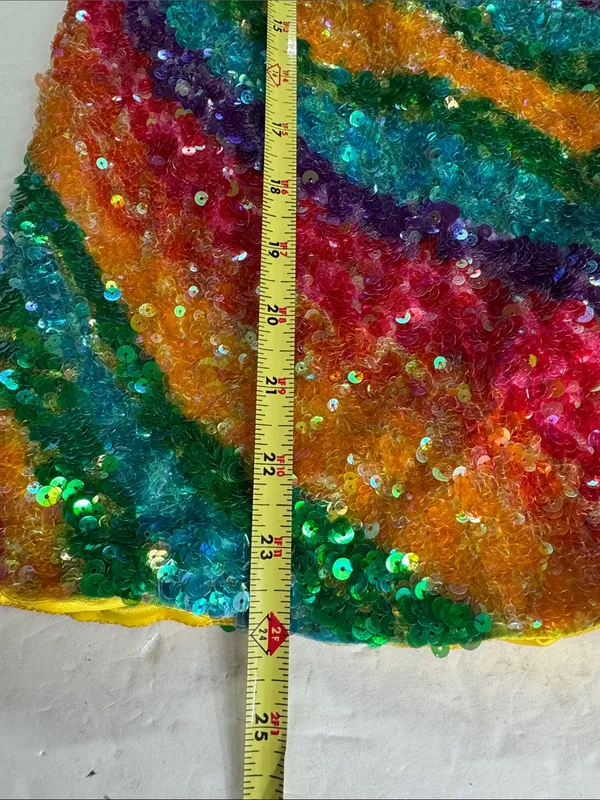 Gigi Multicolor rainbow full Sequin Mini Dress strapless 0 colorful pride event - Image 11