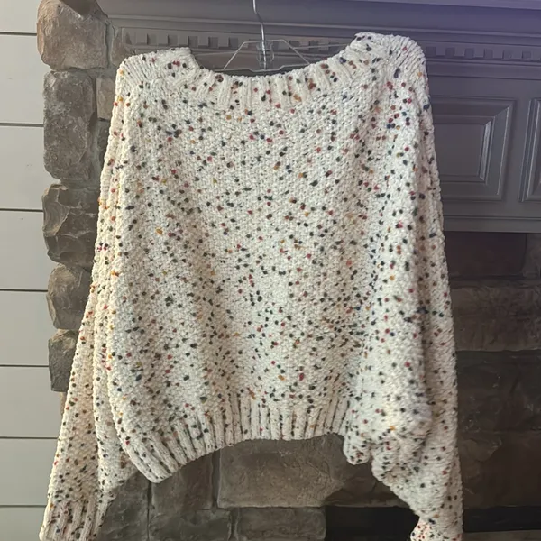 Ee:some Confetti‎ Cable Knit Sweater Womens S/M Ivory Chunky Colorful - Image 7