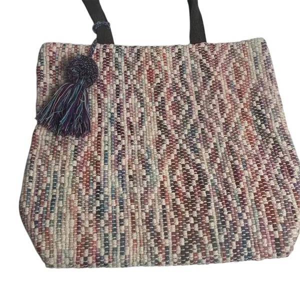 Ruggine Women's Multicolor Woven Fringe‎ Tote Bag Boho-Chic - Image 3