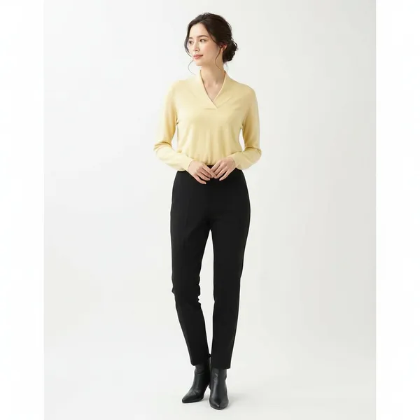 Pendleton Silk & Cashmere Blend Yellow Long Sleeve V Neck Sweater M - Image 5