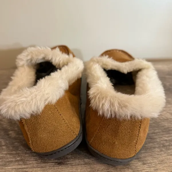 Clarks Mandy Brown Suede Leather Slippers Women’s Sz 9M Faux Fur Indoor/Outdoor - Image 3