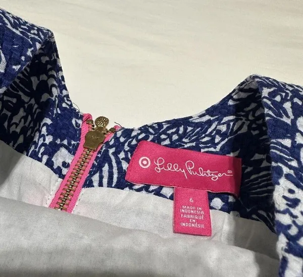 Lilly Pulitzer For Target Blue Fish Patterned Sheath Dress Sz 6 - Image 9
